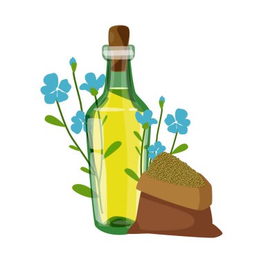 Isolated object of flaxseed  and seeds sign. Collection of flaxseed  and liquid  vector icon for stock. clipart