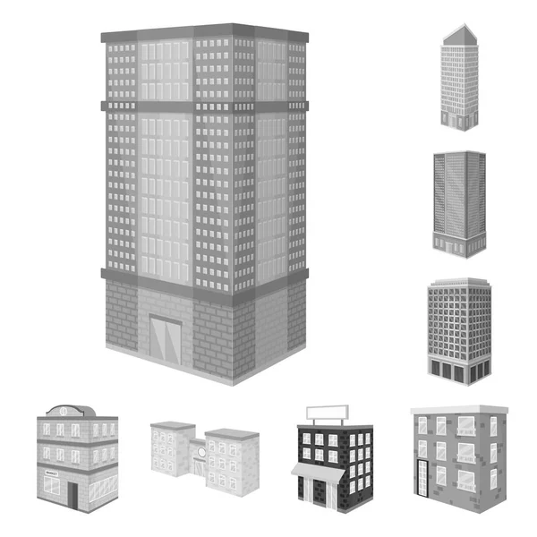 Isoliertes Objekt der Wirklichkeit und modernes Logo. Sammlung von Immobilien- und Gebäudevektorsymbolen für Aktien. — Stockvektor