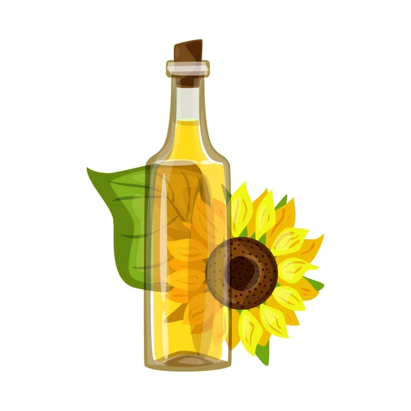 Vektorillustration von Sonnenblume und Nahrungsmittelsymbol. Sonnenblumensatz und reines Aktiensymbol für Web. — Stockvektor