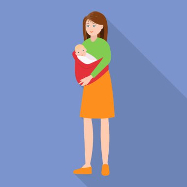 Anne ve bebek logosu izole nesne. Anne ve anne stok vektör çizim seti.