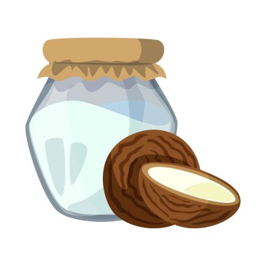 Vektör tasarım Hindistan cevizi ve süt simgesi. Web için Hindistan cevizi ve gıda stok sembolü koleksiyonu.