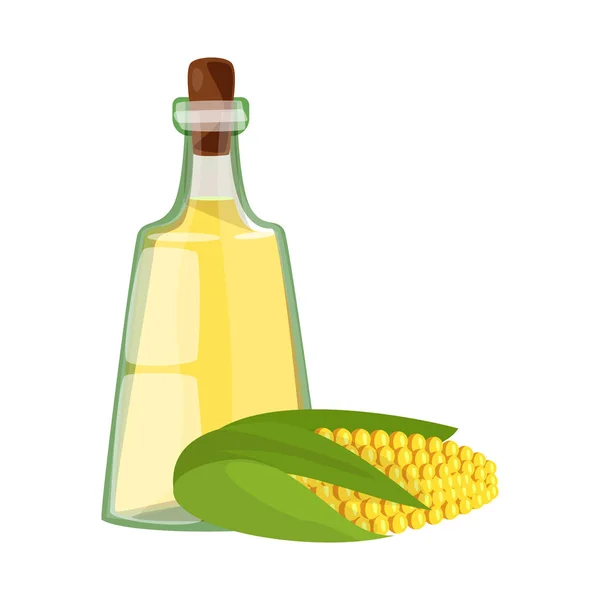 Vektorový design kukuřice a bio-znaménka. Množina kukuřičných a vitaminových ikon pro zásoby. — Stockový vektor