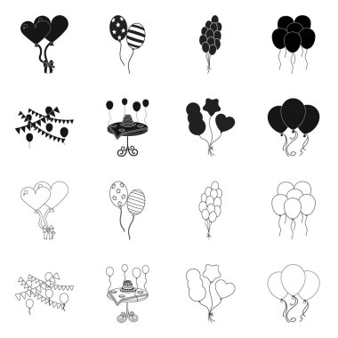 Mutlu ve eğlenceli Logo vektör tasarımı. Stok için mutlu ve balon vektör simgesi seti.