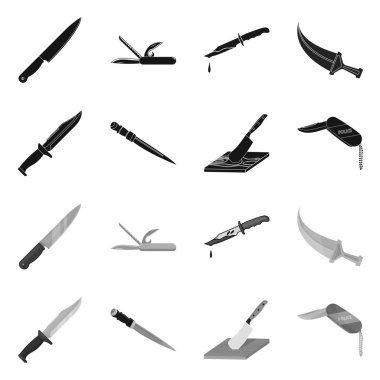 Vektör Illustration bıçak ve kesim logosu. Bıçak ve düz stok vektör çizim koleksiyonu.