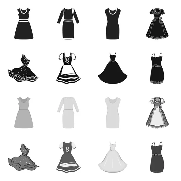 Diseño vectorial del icono del vestido y la ropa. Colección de vestido y el símbolo de stock de noche para la web . — Vector de stock