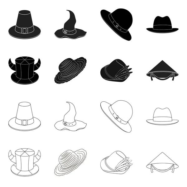 帽子和帽子标志的向量例证。帽子和模型股票向量的集合例证. — 图库矢量图片