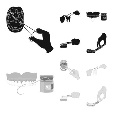 Diş ve mutlu simge vektör tasarımı. Diş ve hisse senedi vektör çizim beyazlatma koleksiyonu.