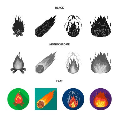 Vektör tasarım ateş ve alev işareti. Ateş ve alev topu hisse senedi vektör çizim seti.