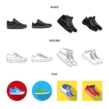 Ayakkabı ve spor sembolü vektör Illustration. Stok için ayakkabı ve fitness vektör simgesi koleksiyonu.