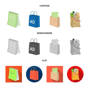 Vektör tasarım paket ve gıda logosu. Stok için paket ve kutu vektör simgesi koleksiyonu.