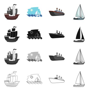 Yat ve gemi simge vektör Illustration. Yat ve cruise hisse senedi vektör çizim topluluğu.