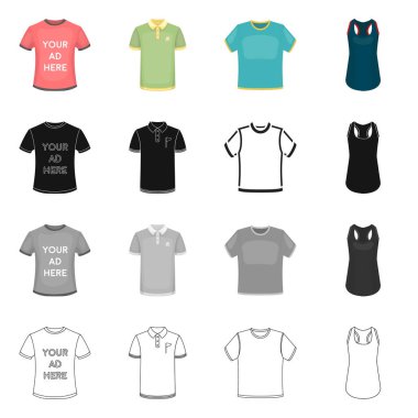 Giysi ve aşınma sembolü vektör tasarımı. Stok için giysi ve kısa vektör simgesi seti.