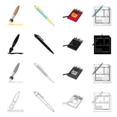 Kalem tasarım vektör ve işareti keskinleştirmek. Web için kalem ve renk hisse senedi simgesi kümesi.