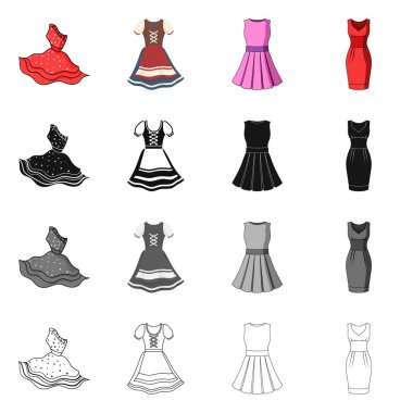Elbise ve kıyafetler simge vektör Illustration. Web için elbise ve akşam stok sembol kümesi.