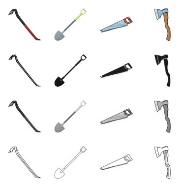 Araç ve inşaat logosu izole nesne. Web için araç ve maranmeşe stok sembolü seti.