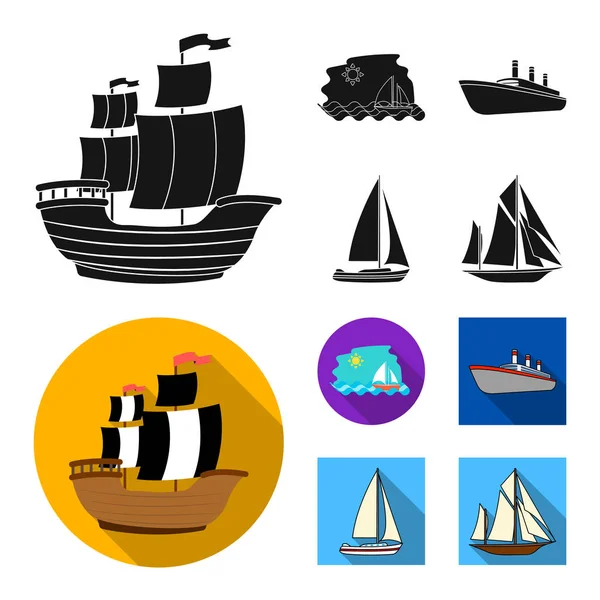 Diseño vectorial de yate y el símbolo del barco. Colección de yates y cruceros icono de vectores para stock . — Vector de stock