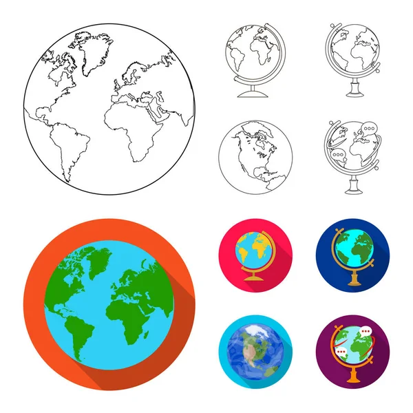 Na białym tle obiekt ikona kuli ziemskiej i świata. Zestaw glob i ziemi symbol giełdowy dla sieci web. — Wektor stockowy