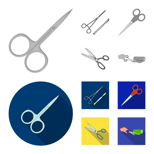 Vector illustration of scissor and craft  sign. Collection of scissor and open stock symbol for web. — Stockvector