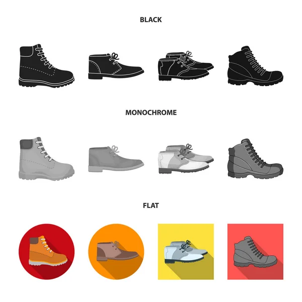 Vektorillustration av läder och casual ikonen. Uppsättning av läder och formella vektor ikon för lager. — Stock vektor