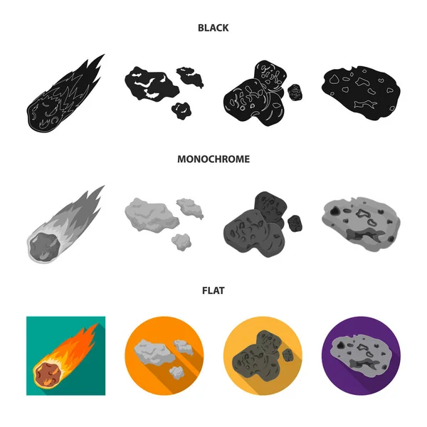 Progettazione vettoriale di tiro e fuoco logo. Raccolta di icone vettoriali di asteroidi e sparatutto . — Vettoriale Stock