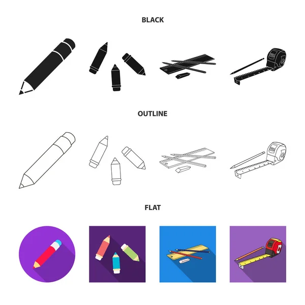 Vektorillustration von Bleistift und Logo schärfen. Sammlung von Bleistift- und Farbvektorillustrationen. — Stockvektor