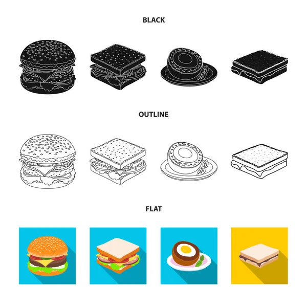 Illustrazione vettoriale del simbolo sandwich e wrap. Set di illustrazione vettoriale sandwich e pranzo stock . — Vettoriale Stock