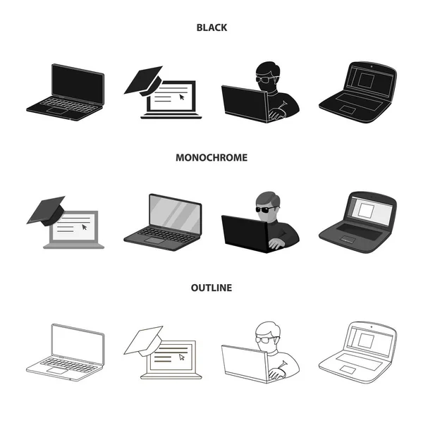 Objet isolé de PC et signe d'écran. Collecte d'illustration vectorielle de stock pc et moniteur . — Image vectorielle