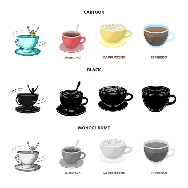 Ilustración vectorial del icono de taza y café. Conjunto de taza y la ilustración del vector de stock superior . — Vector de stock