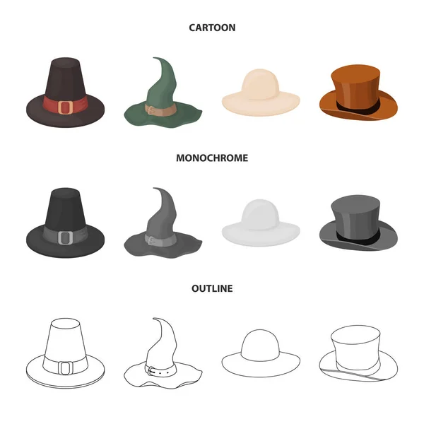 Изолированный объект со значком шляпы и шапки. Коллекция значков шляпы и вектора модели для склада . — стоковый вектор