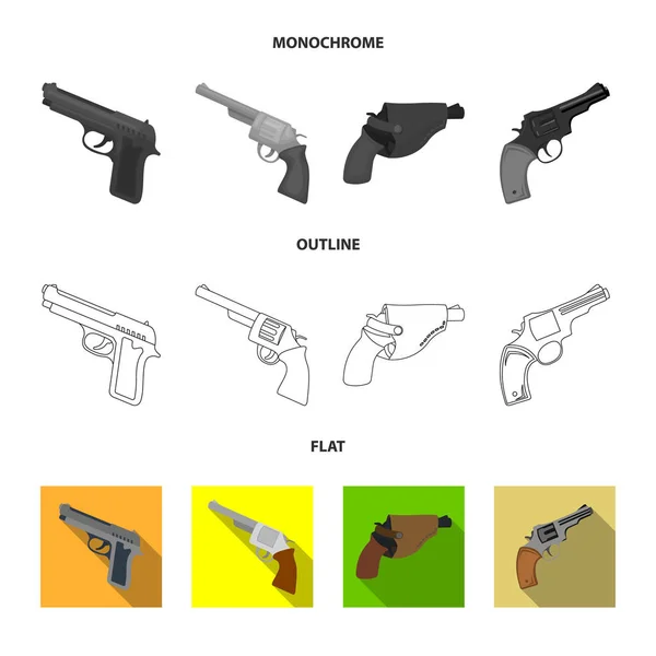 Vektor illusztrációja revolver és a pisztoly jel. Készlet revolver és trigger Stock szimbólum web. — Stock Vector