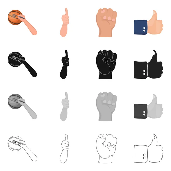 Az elkülönített objektum animációs és hüvelykujjas ikon. Animált és gesztus, vektor stock illusztráció. — Stock Vector