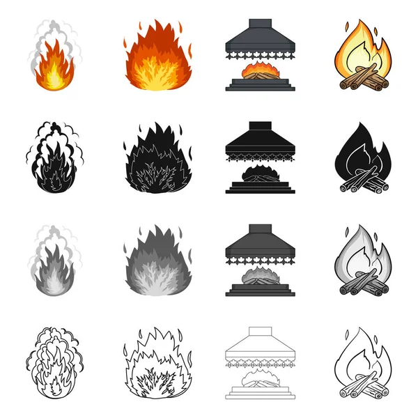 Vektorillustration av avfyra och flamma symbol. Samling av eld och fireball aktiesymbol för webben. — Stock vektor