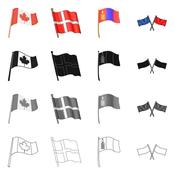 Diseño vectorial del mundo y logotipo de la bandera. Colección de mundo y cinta símbolo de stock para la web . — Vector de stock
