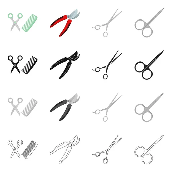 Vector design of scissor and craft  logo. Collection of scissor and open stock symbol for web. Stock Vector