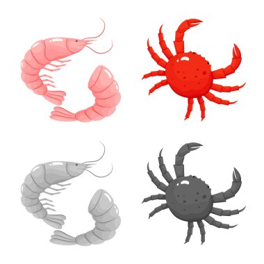 Taze ve Restoran logo vektör tasarımı. Taze ve deniz hisse senedi vektör çizim seti.