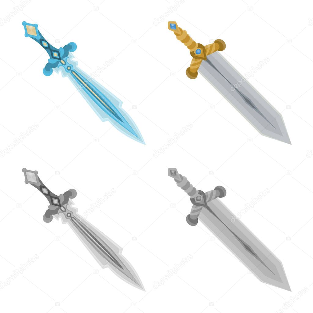 Vector illustration of game  and armor  icon. Set of game  and blade  vector icon for stock.