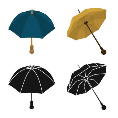 Koruma ve kapalı işareti yalıtılmış nesne. Koruma ve yağmurlu hisse senedi vektör çizim koleksiyonu.