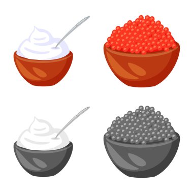 Tat ve ürün işareti vektör Illustration. Tat ve hisse senedi vektör çizim pişirme.