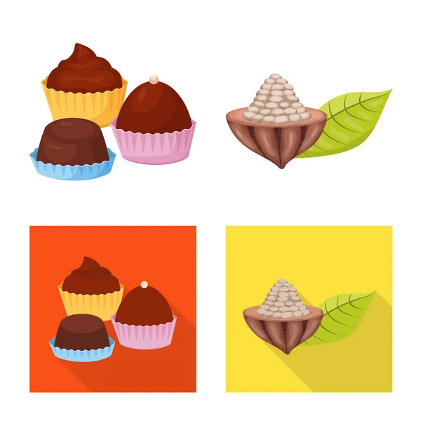 Vector illustration of food and yummy symbol. Set of food and brown   vector icon for stock. — Stock Vector