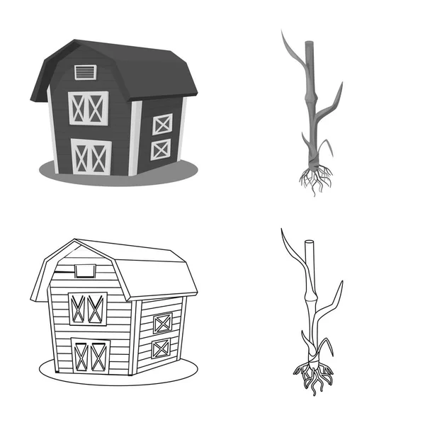 Векторна ілюстрація сільського господарства та символу сільського господарства. Набір символів сільського господарства та рослин для Інтернету . — стоковий вектор