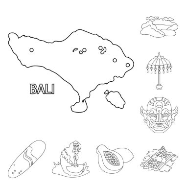 Bali dili ve Karayipler logo vektör tasarımı. Bali dili ve Coğrafya hisse senedi vektör çizim seti.