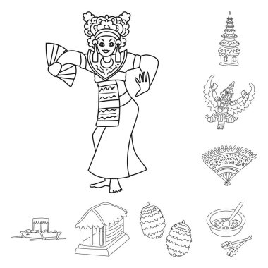 Bali ve Karayip sembolü vektör Illustration. Stok için Bali ve Coğrafya vektör simgesi kümesi.