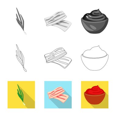 Tat ve ürün logo vektör tasarımı. Tat ve hisse senedi vektör çizim pişirme koleksiyonu.