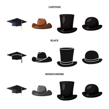 Tasarım Giyim ve kap işareti vektör. Giyim ve bere hisse senedi vektör çizim koleksiyonu.