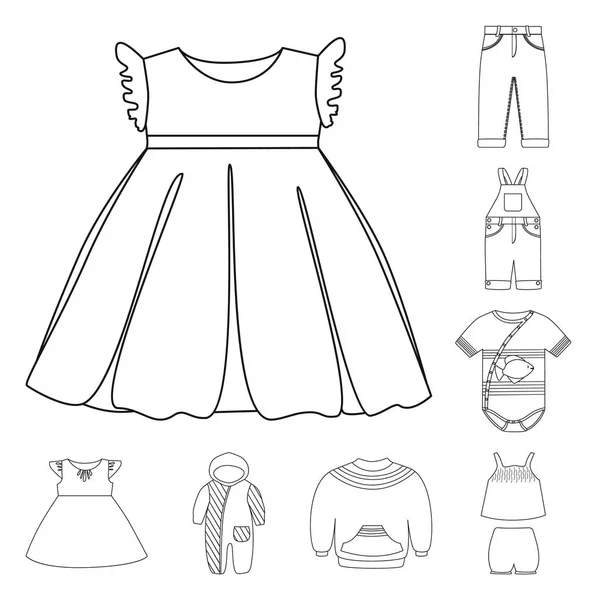 Векторный дизайн одежды и детской иконы. Набор векторных значков износа и одежды для склада . — стоковый вектор