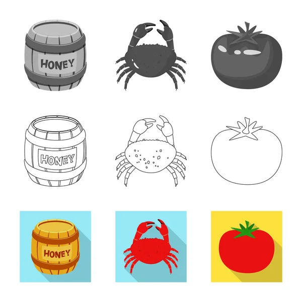 Tat ve ürün logosu yalıtılmış nesne. Toplama tat ve hisse senedi simgesi web için pişirme.