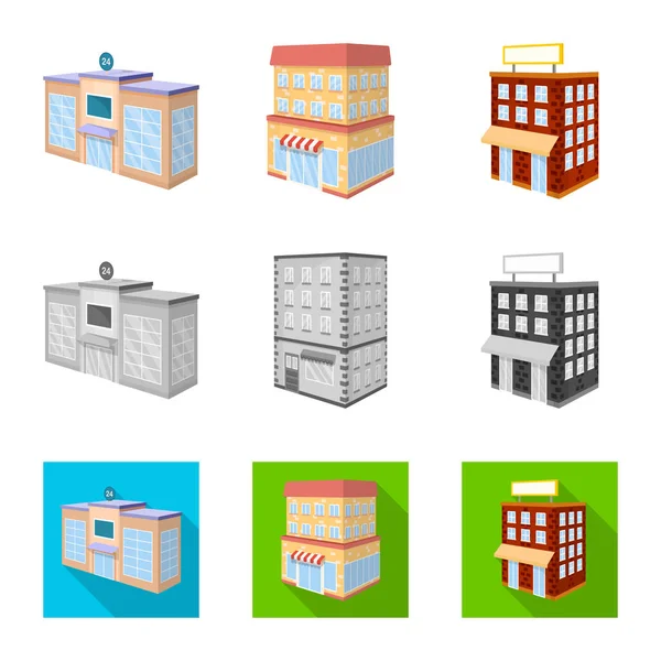 Isoliertes Bauobjekt und Bausymbol. Set von Bau- und Immobilienvektorsymbolen für Aktien. — Stockvektor