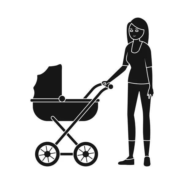 Isolierte Objekt der Mutter und Kinderwagen-Logo. Satz von Mutter und Mutter Vektor-Symbol für Aktien. — Stockvektor