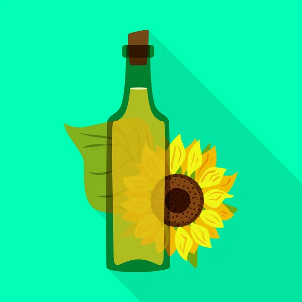 Vektor-Design von Sonnenblumen und Lebensmittel-Symbol. Sonnenblumensatz und reines Aktiensymbol für Web. — Stockvektor