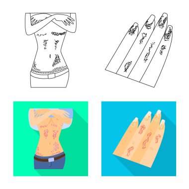 Vektör tasarımı tıbbi ve ağrı logosu. Hastalık hisse senedi vektör çizim ve tıp kümesi.